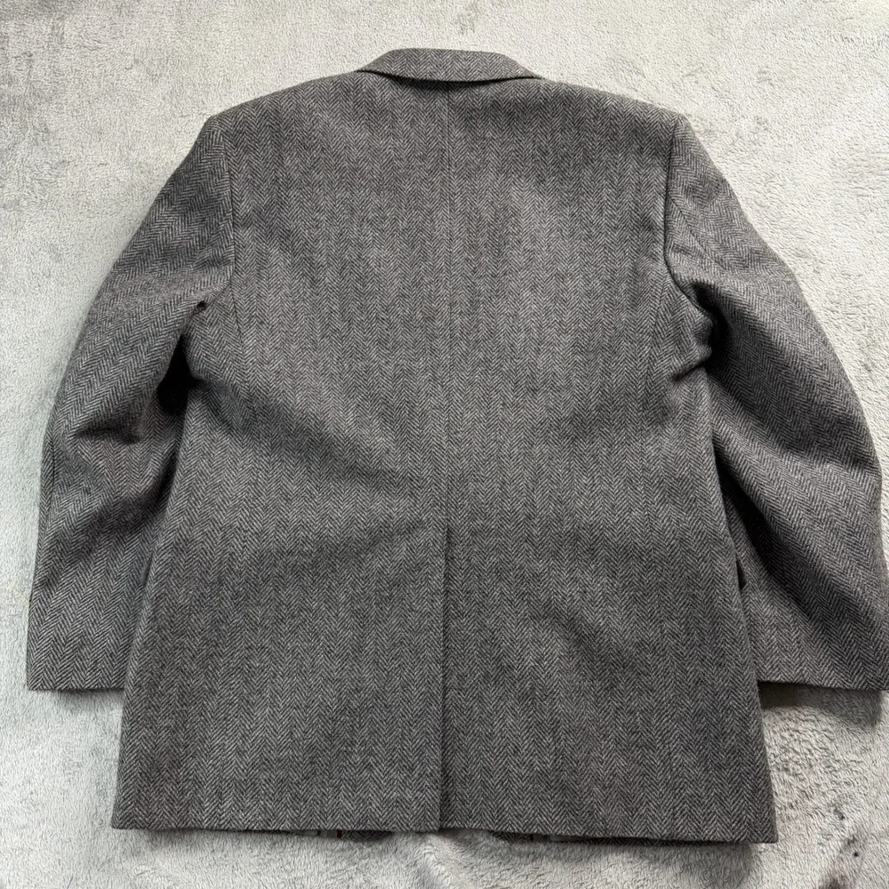 Imperial by Haggar Mens Grey‎ Herringbone 100% Pure Wool Blazer Sport Coat USA